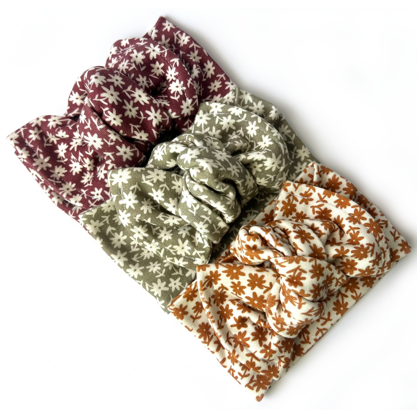 Baby Bow Headwrap - Fall Flowers Collection - Organic Cotton Baby Headband