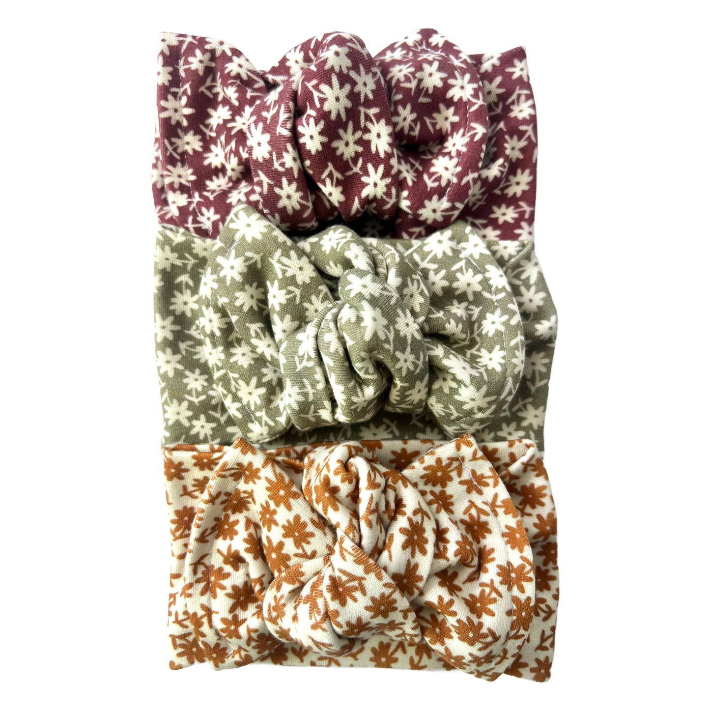 Baby Bow Headwrap - Fall Flowers Collection - Organic Cotton Baby Headband